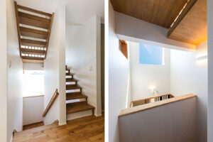 静岡市の注文住宅の階段吹抜け